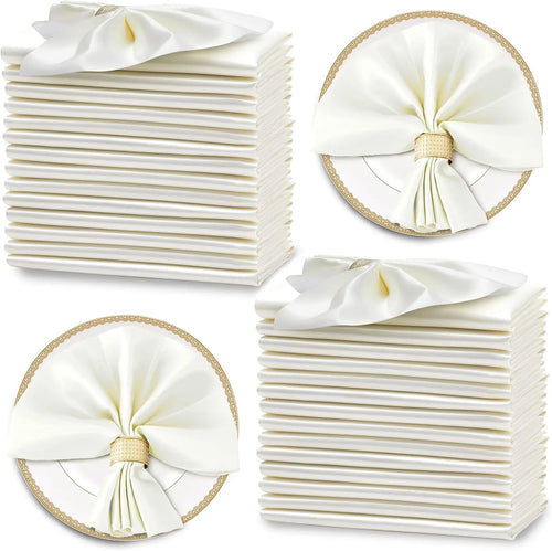 Set of 12 Silky Satin Cloth Napkins 30x30cm, Color Variety