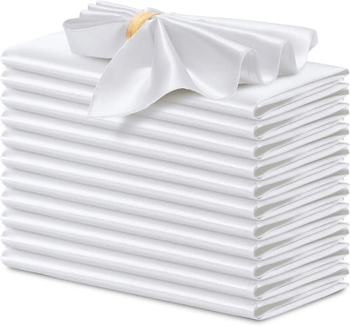 Set of 12 Silky Satin Cloth Napkins 30x30cm, Color Variety