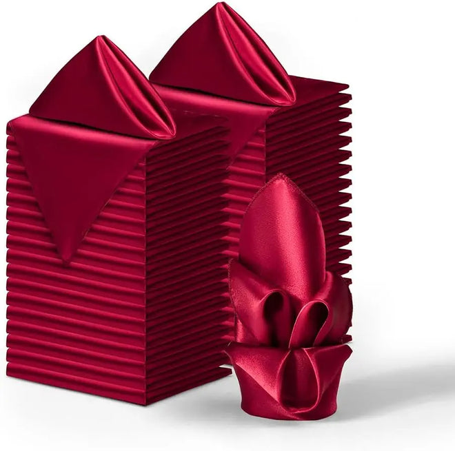 Set of 12 Silky Satin Cloth Napkins 30x30cm, Color Variety