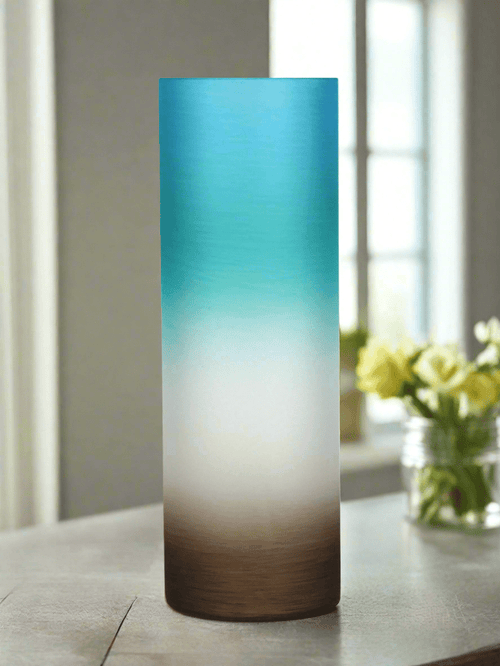 Hand-Painted Gradient Color Blue Glass Vase