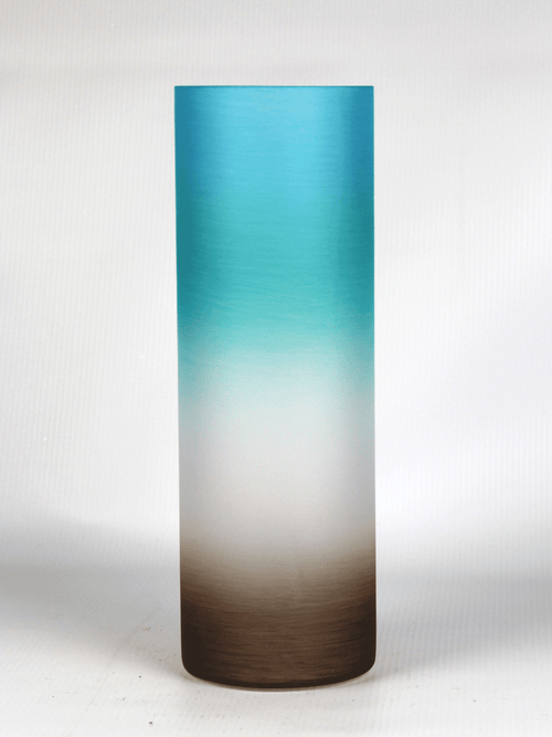 Hand-Painted Gradient Color Blue Glass Vase