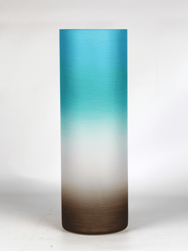 Hand-Painted Gradient Color Blue Glass Vase