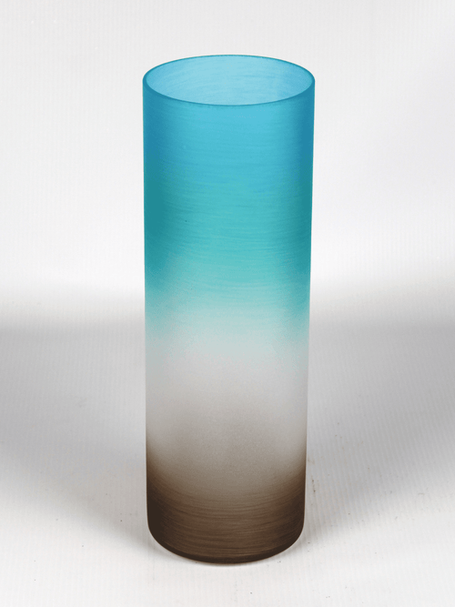 Hand-Painted Gradient Color Blue Glass Vase