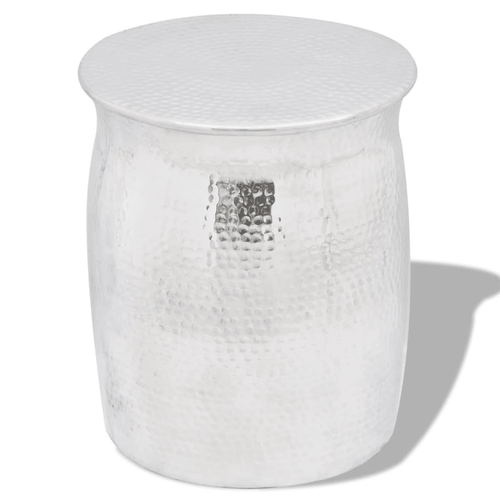 vidaXL Side Table Silver Aluminum Decorative Inlays Aluminum Side Table
