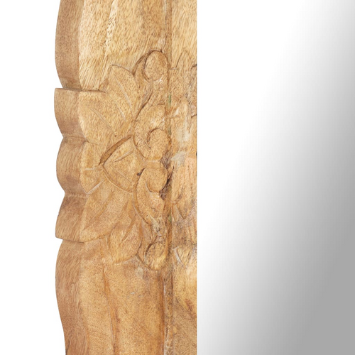 vidaXL Mirror Natural wood Solid mango wood 43.3x19.7 in