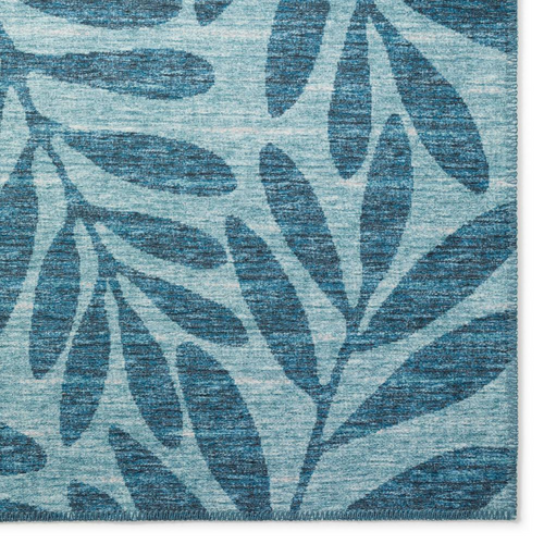 Blue Coastal Leaf Pattern Huge 10' x 14' Indoor/Outdoor Area Rug - The Finishing Touch Decor