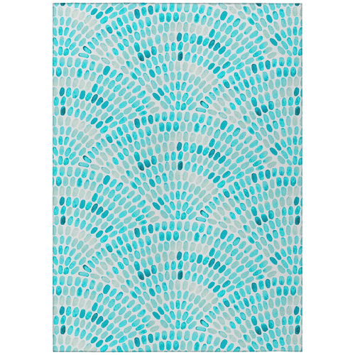 Indoor/Outdoor Seabreeze SZ7 Teal Washable 9'x12' Rug