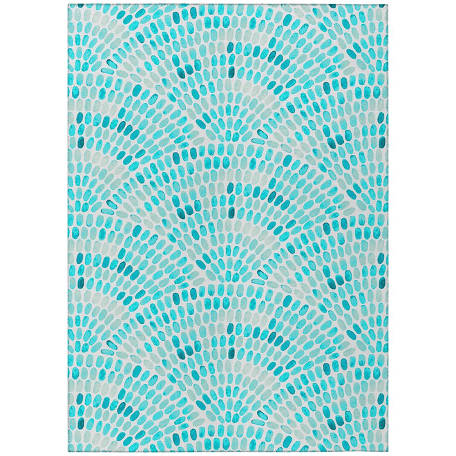 Indoor/Outdoor Seabreeze SZ7 Teal Washable 9'x12' Rug