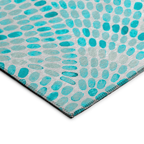 Indoor/Outdoor Seabreeze SZ7 Teal Washable 9'x12' Rug
