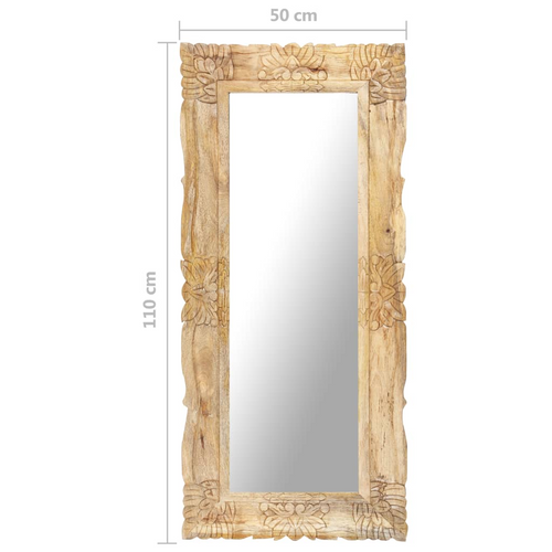 vidaXL Mirror Natural wood Solid mango wood 43.3x19.7 in