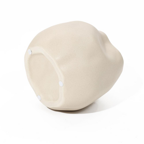 Ivory White Ceramic Modern Round Vase