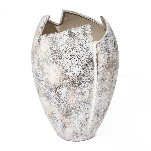 Broken Egg Modern White Stoneware Table Vase
