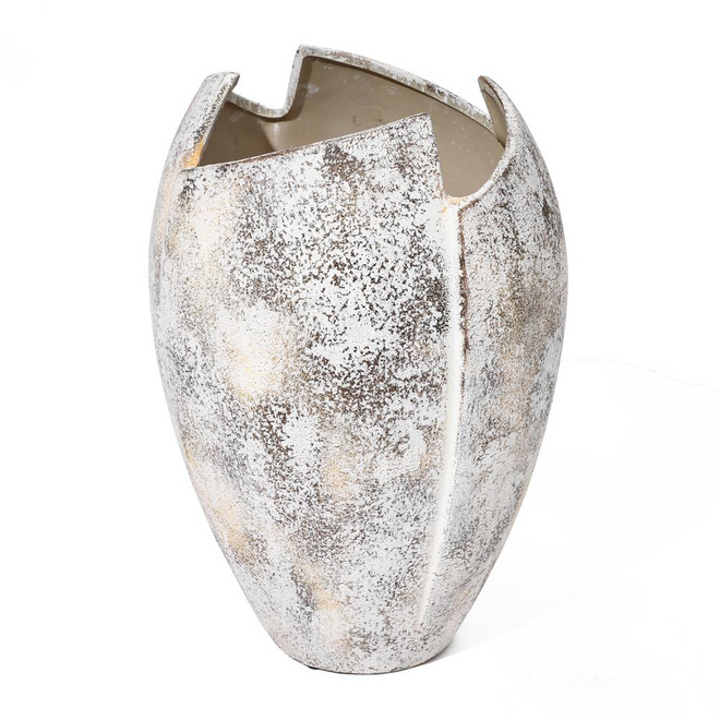Broken Egg Modern White Stoneware Table Vase
