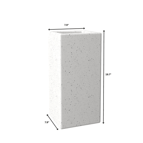 Terra Series Poly Stone Planter in Dotted White 7.9" x 7.9" 19.7" High