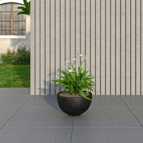 Black Indoor/Outdoor Fiberstone Clay Bowl 7in Planter