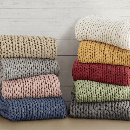 Chunky Knit Handmade Green Throw Blanket - The Finishing Touch Decor
