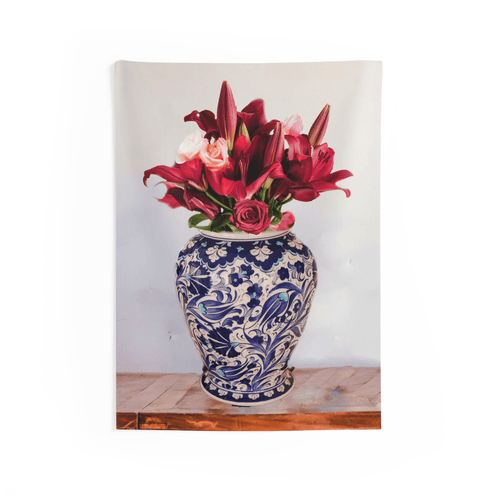 Colorful Chinese Vase & Flower Wall Tapestry - The Finishing Touch Decor