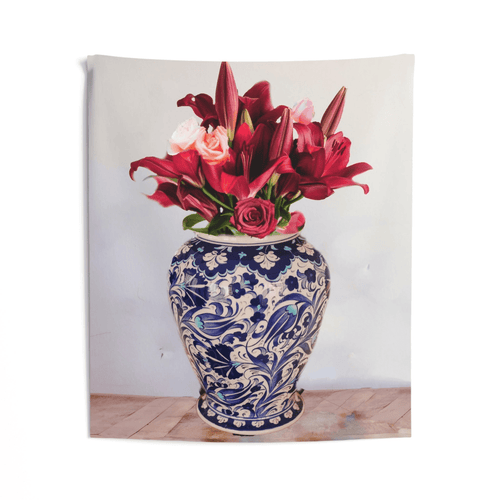 Colorful Chinese Vase & Flower Wall Tapestry - The Finishing Touch Decor