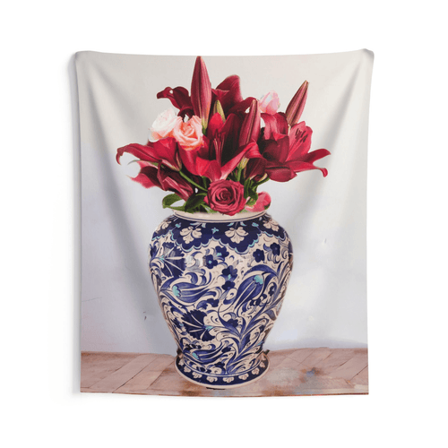 Colorful Chinese Vase & Flower Wall Tapestry - The Finishing Touch Decor