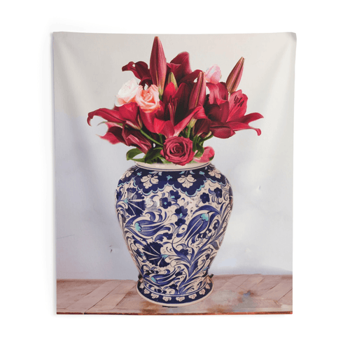 Colorful Chinese Vase & Flower Wall Tapestry - The Finishing Touch Decor