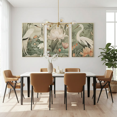 Retro Tropical Bird Canvas Wall Art Prints - 3pcs