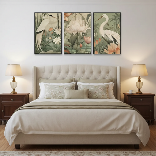 Retro Tropical Bird Canvas Wall Art Prints - 3pcs