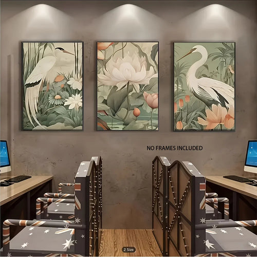 Retro Tropical Bird Canvas Wall Art Prints - 3pcs