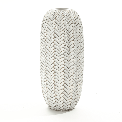 Modern Geometric Pattern Polyresin 17-Inch Tall Cylinder Vase