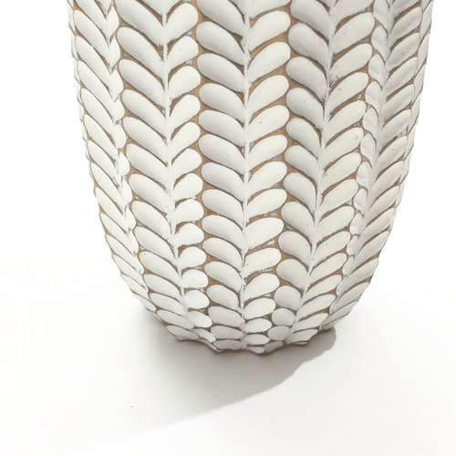 Modern Geometric Pattern Polyresin 17-Inch Tall Cylinder Vase