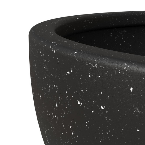 Black Fiberstone all-weather bowl planter, 7-inch size, durable outdoor decor by The Finishing Touch Decor with a smooth, rounded design.