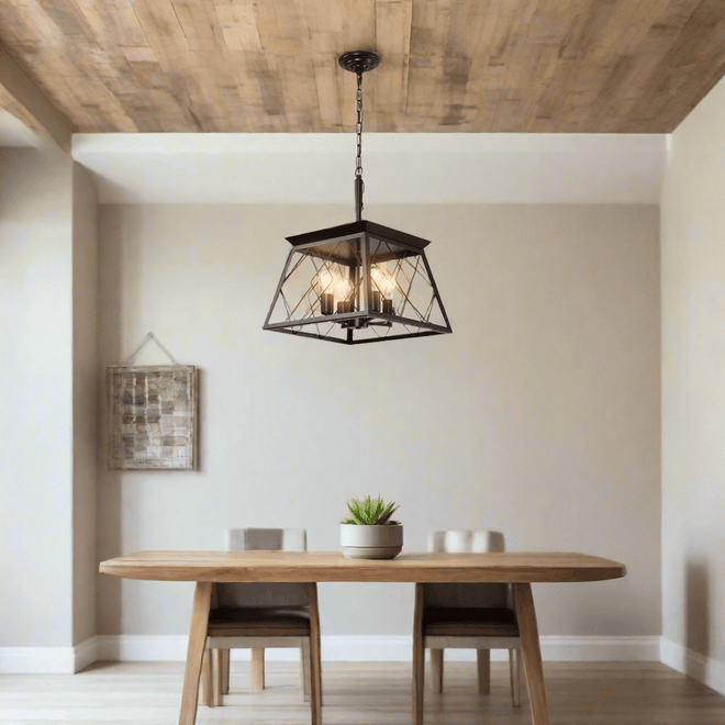 Black Farmhouse Iron 4 Light Pendant Chandelier