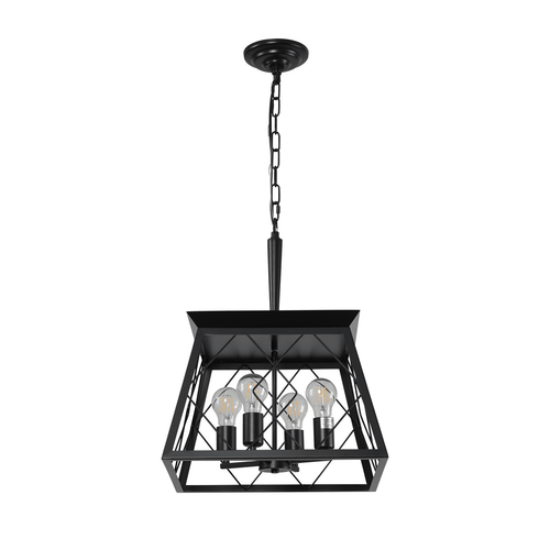 4-Light Farmhouse Chandeliers For Dining Room Black No Bulbs