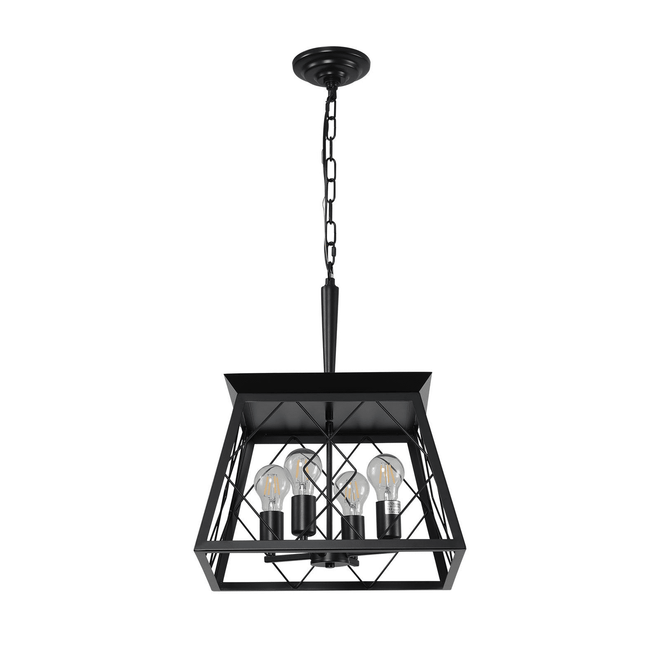 4-Light Farmhouse Chandeliers For Dining Room Black No Bulbs