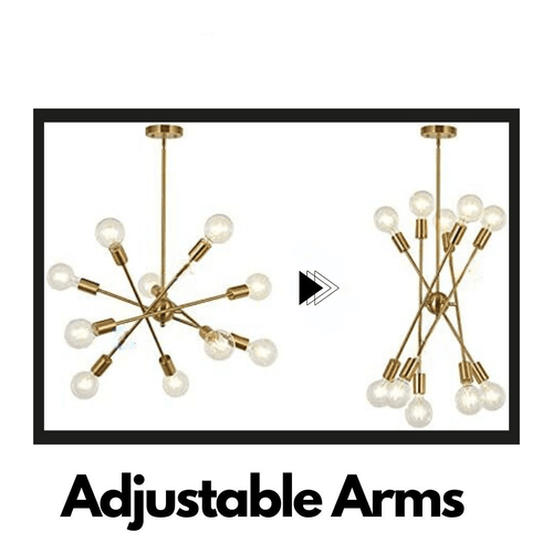 Modern Sputnik Chandelier Lighting 10 Lights with Adjustable Arms Brushed Brass Pendant Lighting