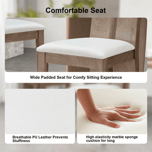 Dining Chair Set of 2 MDF, sponge .PU Leather Upholstered Cushion Seat Wooden Back Side Chairs Wood Armless Dining Chairs with High Back.