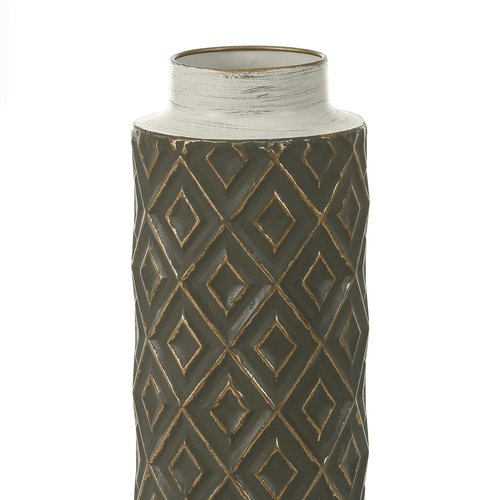 Retro Pattern Set of 2 Farmhouse Metal Bottle Vases - The Finishing Touch Decor
