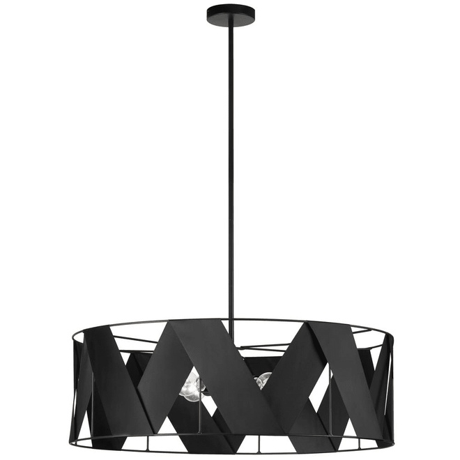 Modern Black Ribbon Metal Circular 4 Bulb Chandelier Lighting