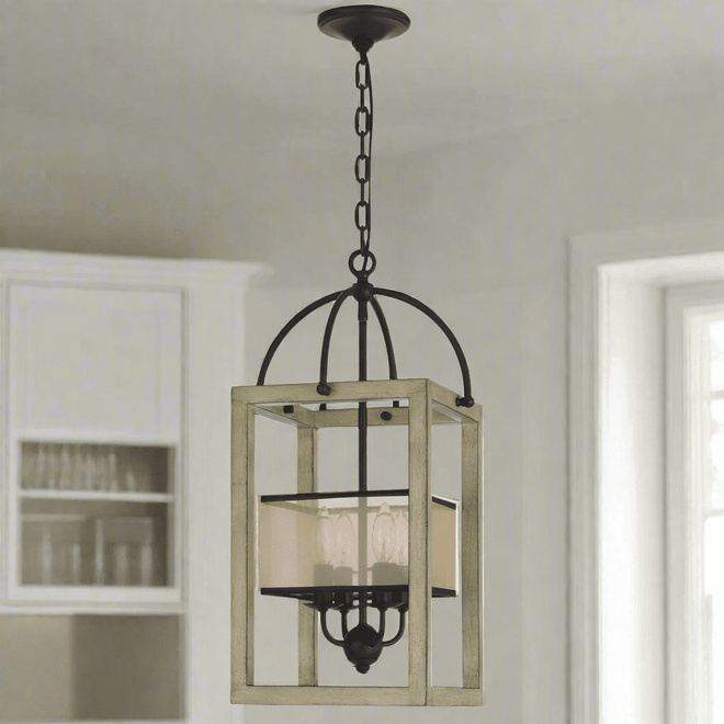 Industrial Palencia Rubber Wood Pendant Chandelier