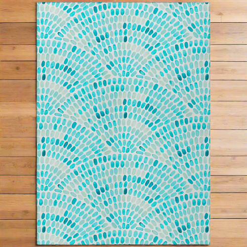 Indoor/Outdoor Seabreeze SZ7 Teal Washable 9'x12' Rug