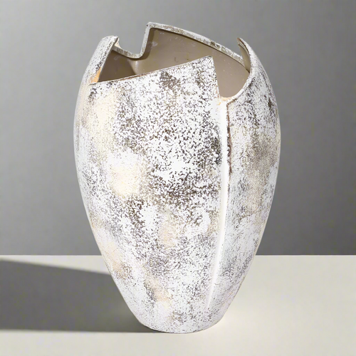 Broken Egg Modern White Stoneware Table Vase