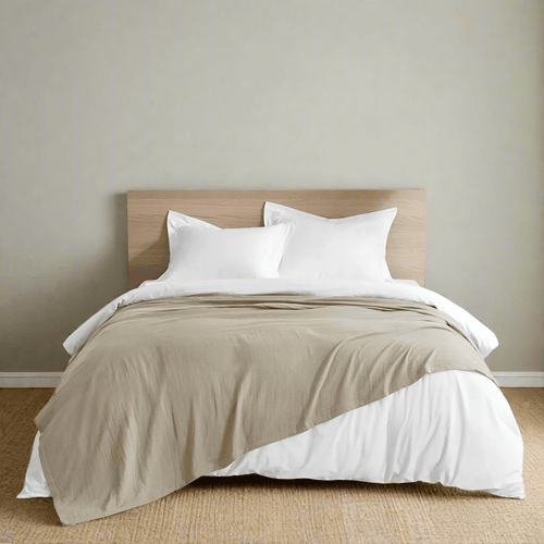 Tan 100% Cotton Gauze Lightweight Throw Blanket