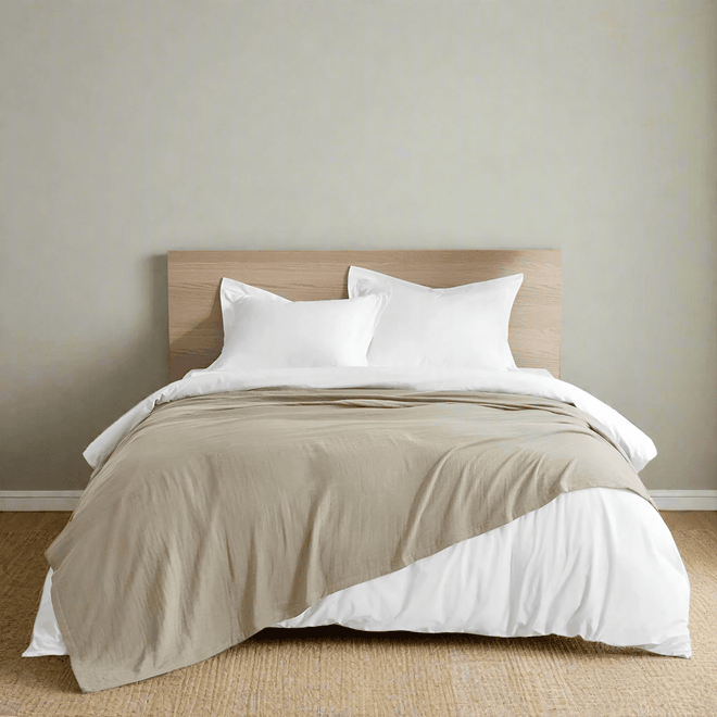 Tan 100% Cotton Gauze Lightweight Throw Blanket