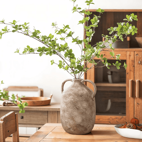 Distressed Marble Brown Ceramic Jug Vase with Handles 12in - The Finishing Touch Decor