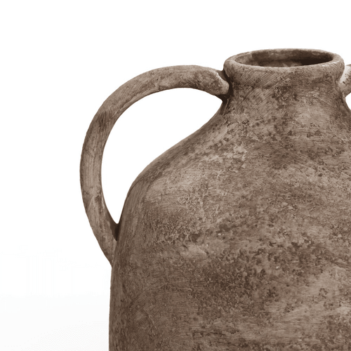 Distressed Marble Brown Ceramic Jug Vase with Handles 12in - The Finishing Touch Decor