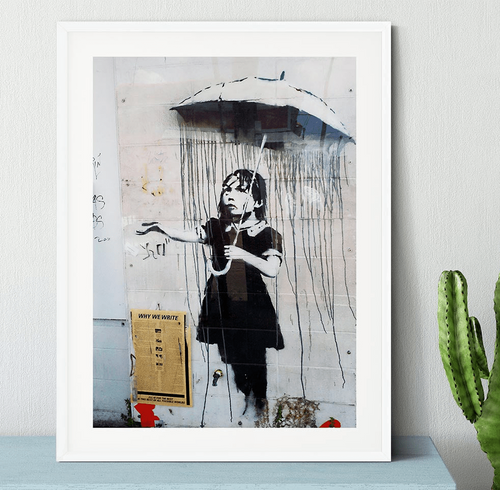 Banksy Umbrella Girl Framed Print