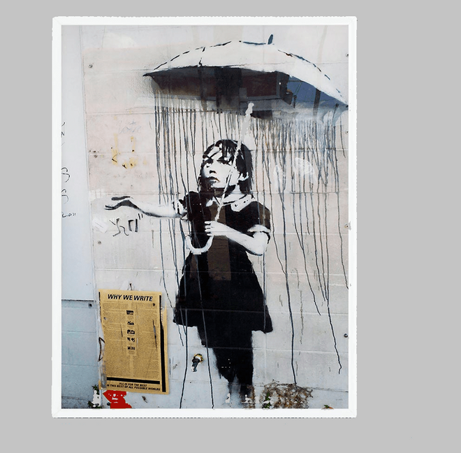 Banksy Umbrella Girl Framed Print