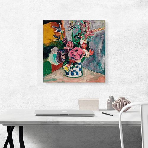 Framed "Still Life of Peonies in a Vase" 1907 Art Canvas Print