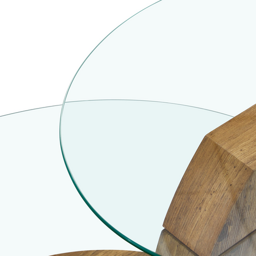 Modern Natural Wood Grain Double Layer Coffee Table - Versatile Design, Multiple Colors, MDF and Reinforced Glass