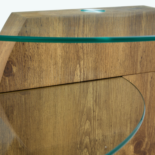 Modern Natural Wood Grain Double Layer Coffee Table - Versatile Design, Multiple Colors, MDF and Reinforced Glass