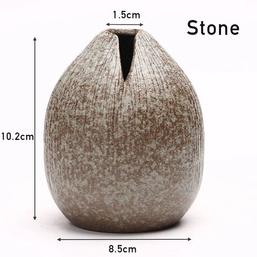 European Cave Stone Vase Ceramics Modem Flower Vase Living Room Bedroom Decoration Art Ornament Gift Zen Japanese Desktop Decor